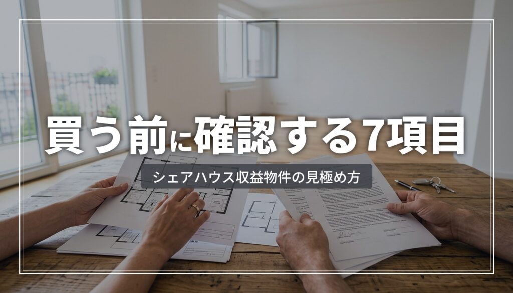 シェアハウスの収益物件を買う前に確認する7項目